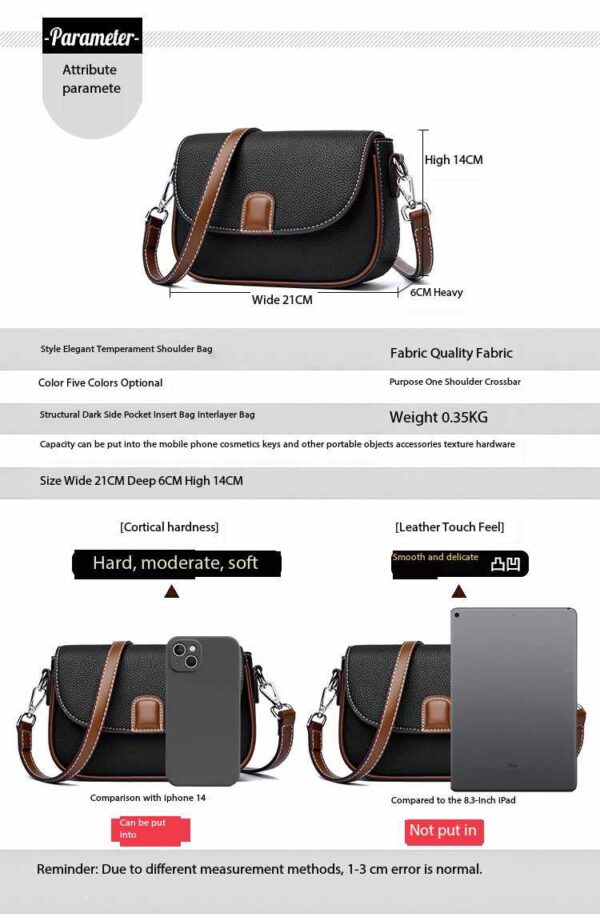 PU Leather Handbags Women Fashion Crossbody Bags (black) - Image 4