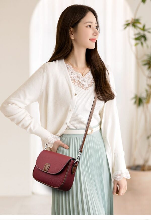 PU Leather Handbags Women Fashion Crossbody Bags(maroon color) - Image 2